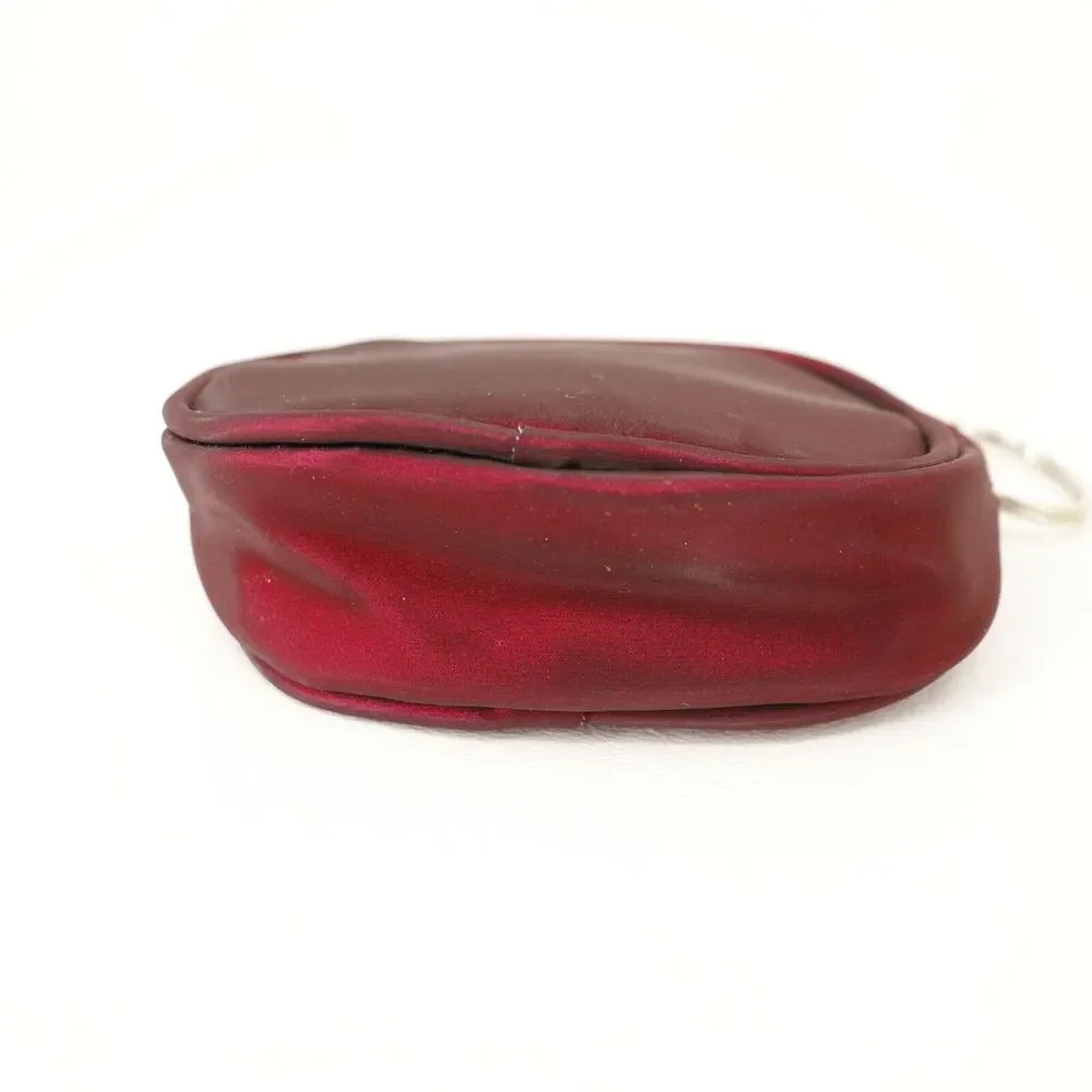 Iridescent Key Ring Pouch Women Mini Ruby Red Purple Vinyl Zipper Closure Sturdy
